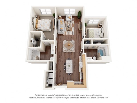 2 bed 2 bath C at Shannon Reserve 55+ Apartments, Union City, Georgia